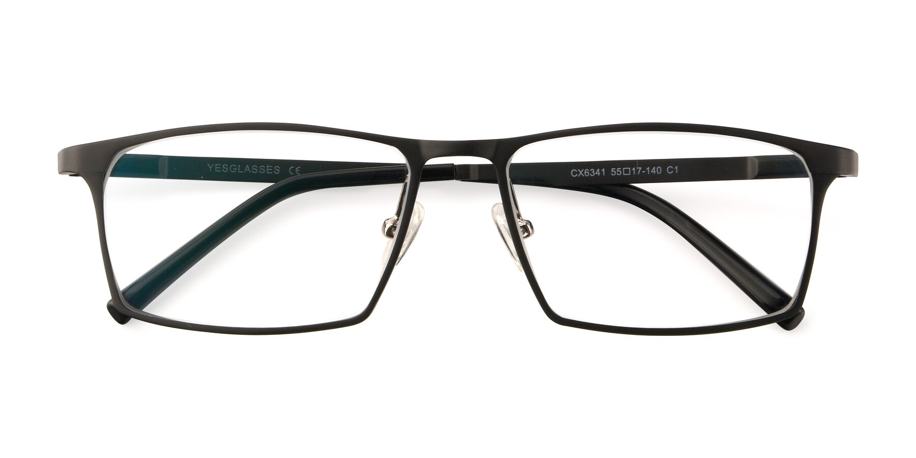 Folded Front of CX6341 in Black with Clear Eyeglass Lenses