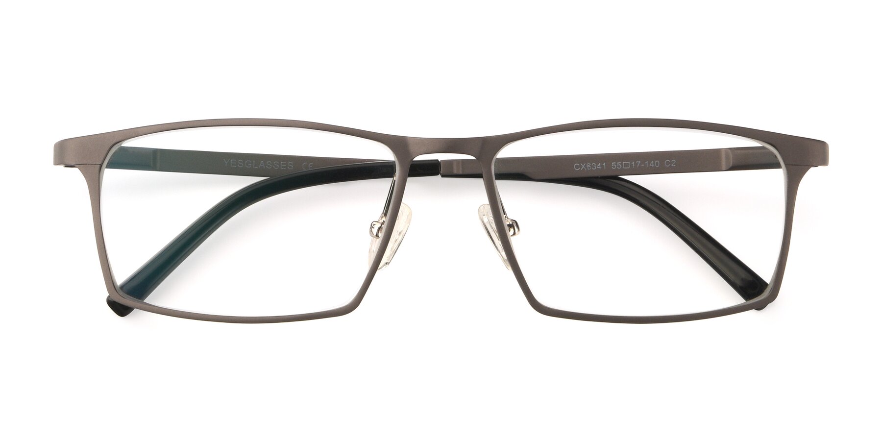 Folded Front of CX6341 in Gunmental with Clear Reading Eyeglass Lenses