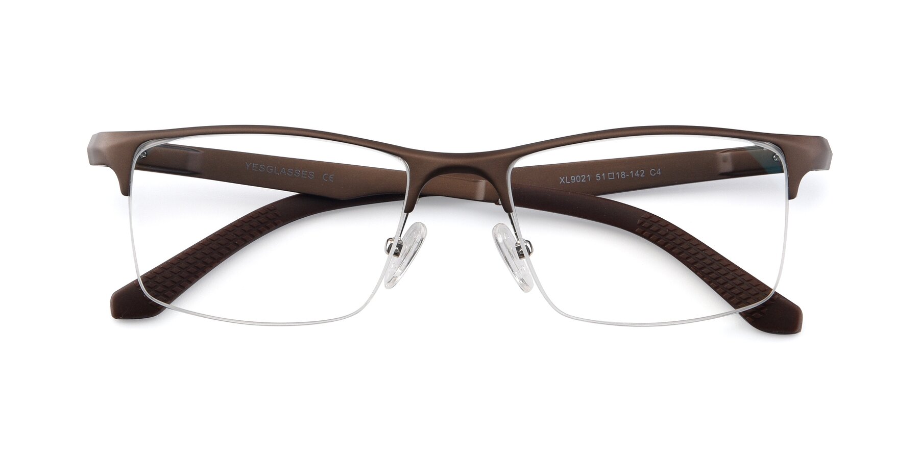 Folded Front of XL9021 in Coffee with Clear Reading Eyeglass Lenses