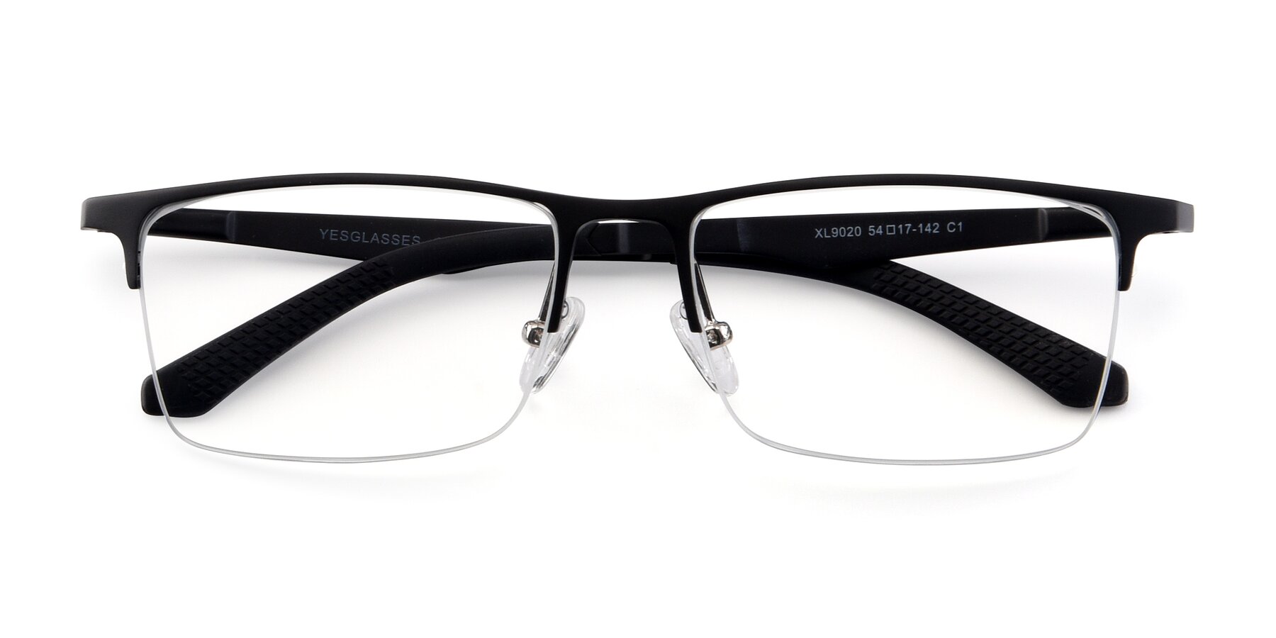 Folded Front of XL9020 in Black with Clear Reading Eyeglass Lenses