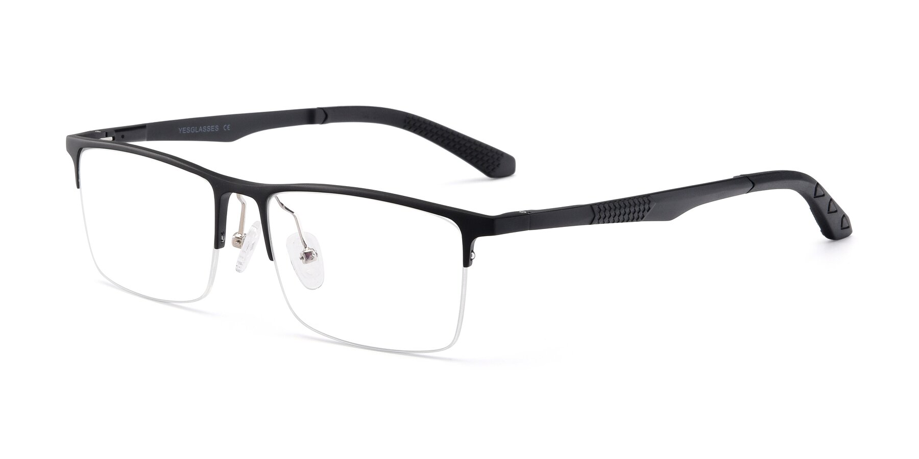 Angle of XL9020 in Black with Clear Eyeglass Lenses