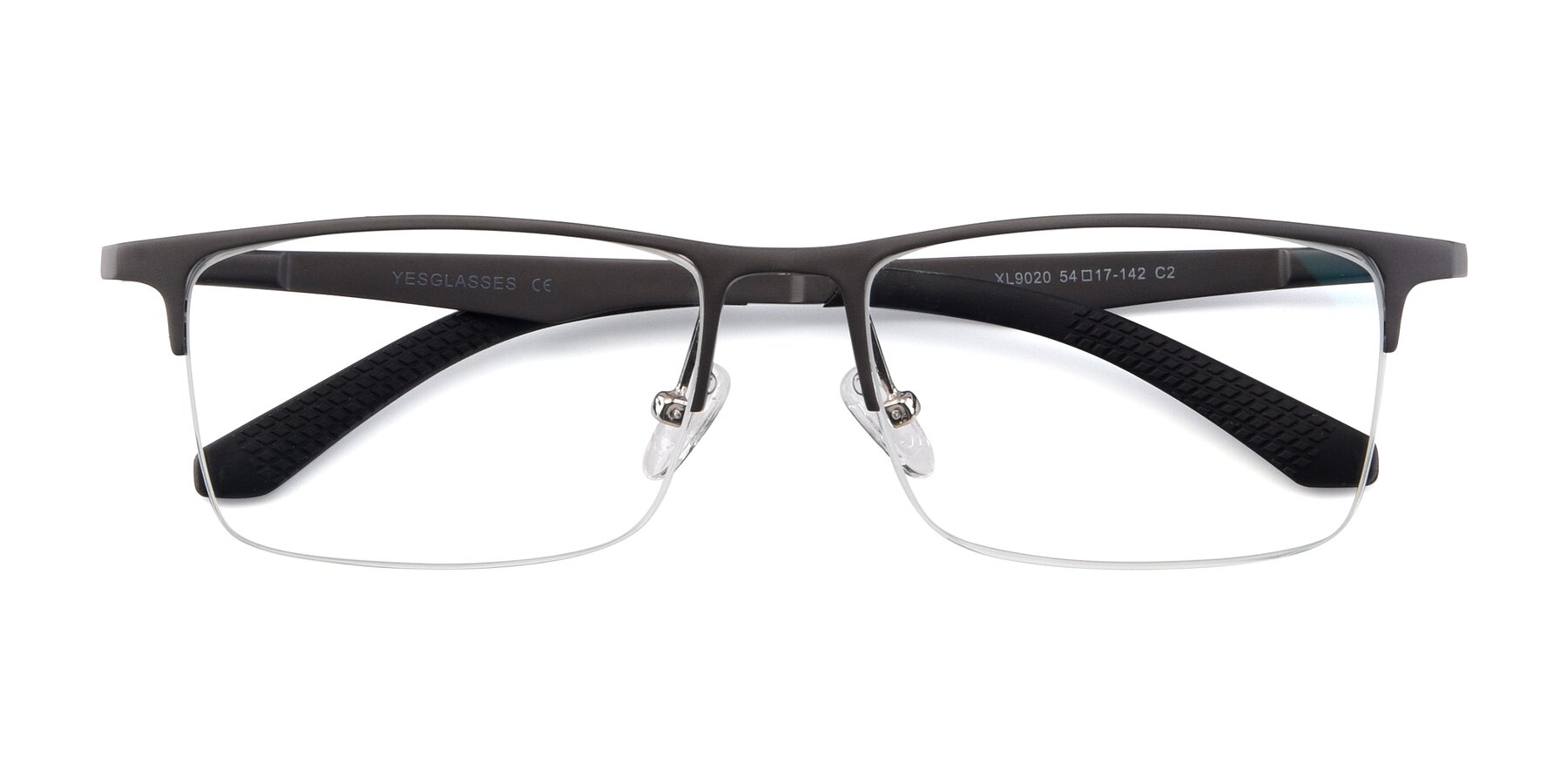 Folded Front of XL9020 in Gunmental with Clear Reading Eyeglass Lenses