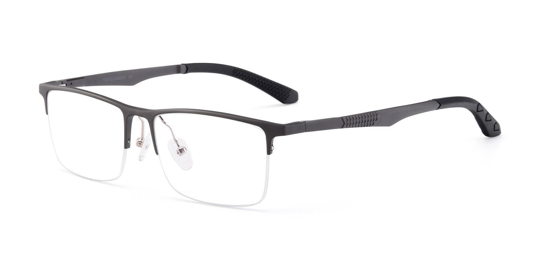 Angle of XL9020 in Gunmental with Clear Reading Eyeglass Lenses