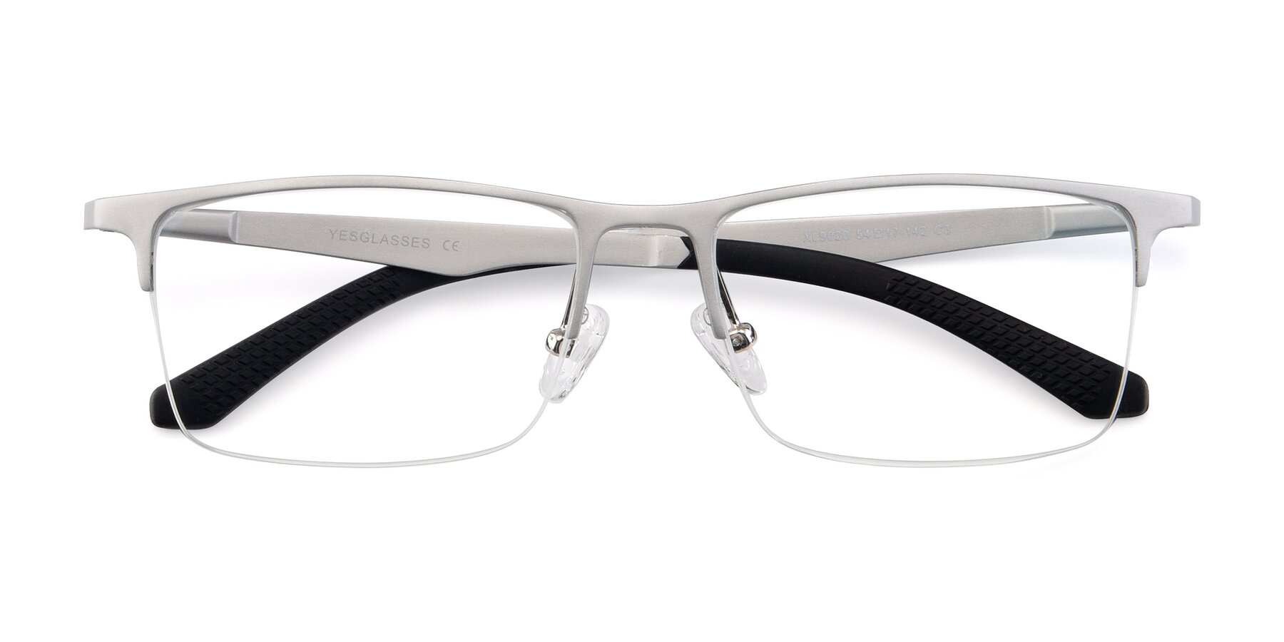 Folded Front of XL9020 in Silver with Clear Reading Eyeglass Lenses