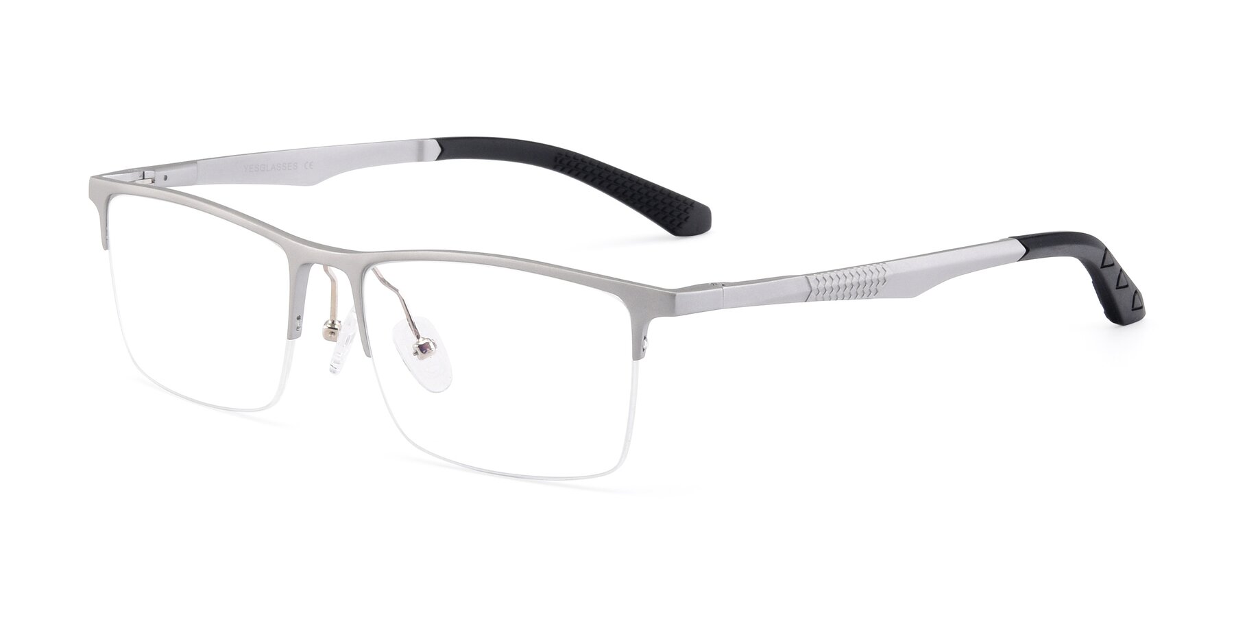 Angle of XL9020 in Silver with Clear Reading Eyeglass Lenses