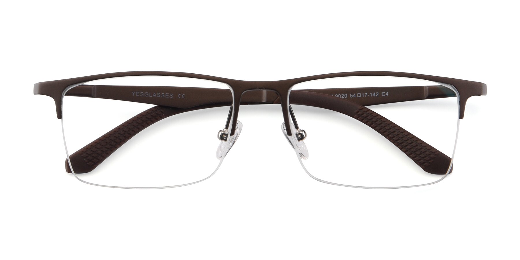 Folded Front of XL9020 in Coffee with Clear Eyeglass Lenses