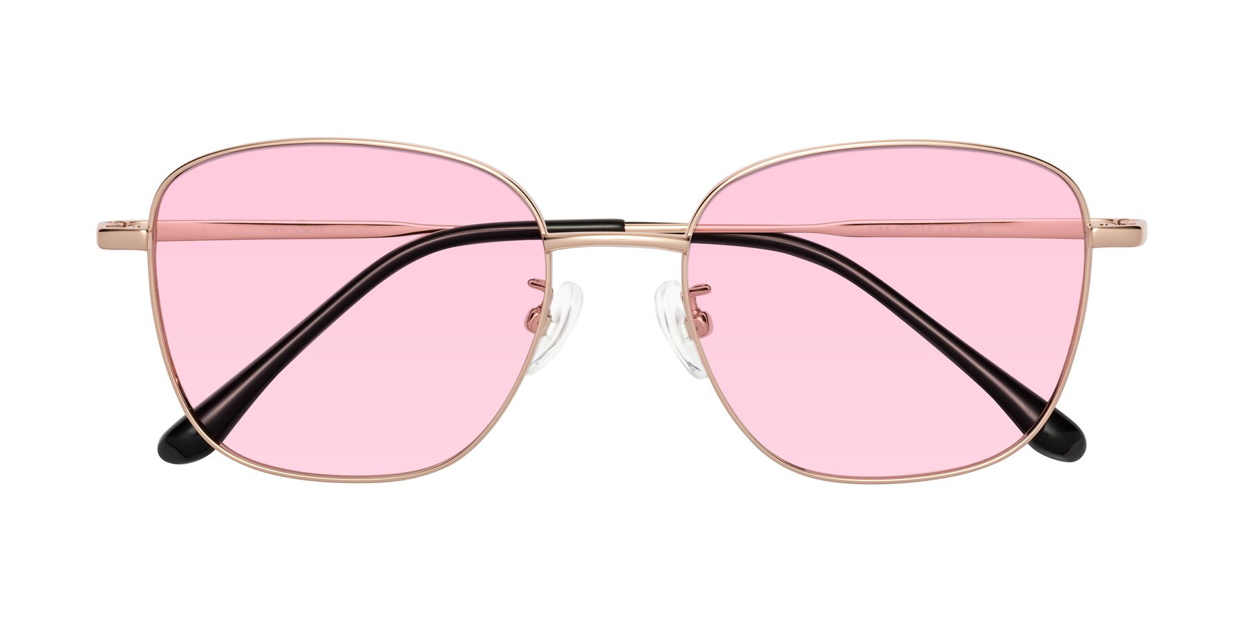 Folded Front of Tim in Rose Gold with Light Pink Tinted Lenses