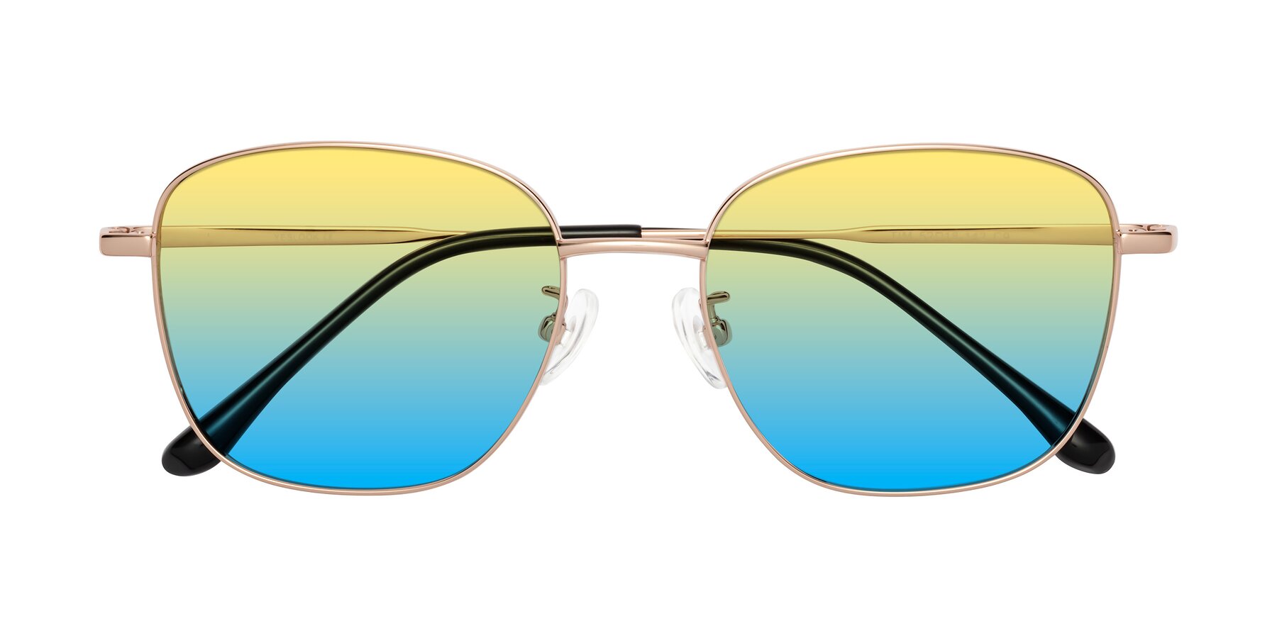 Folded Front of Tim in Rose Gold with Yellow / Blue Gradient Lenses