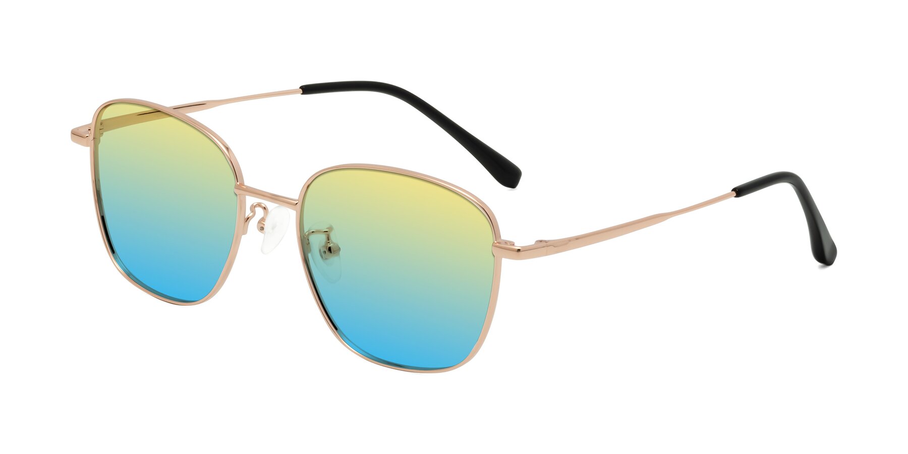 Angle of Tim in Rose Gold with Yellow / Blue Gradient Lenses