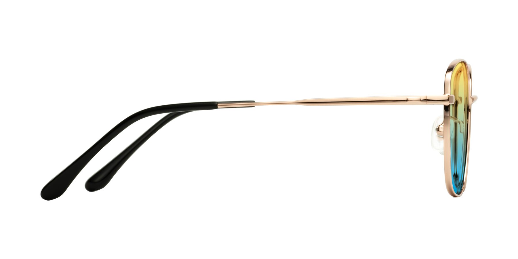 Side of Tim in Rose Gold with Yellow / Blue Gradient Lenses