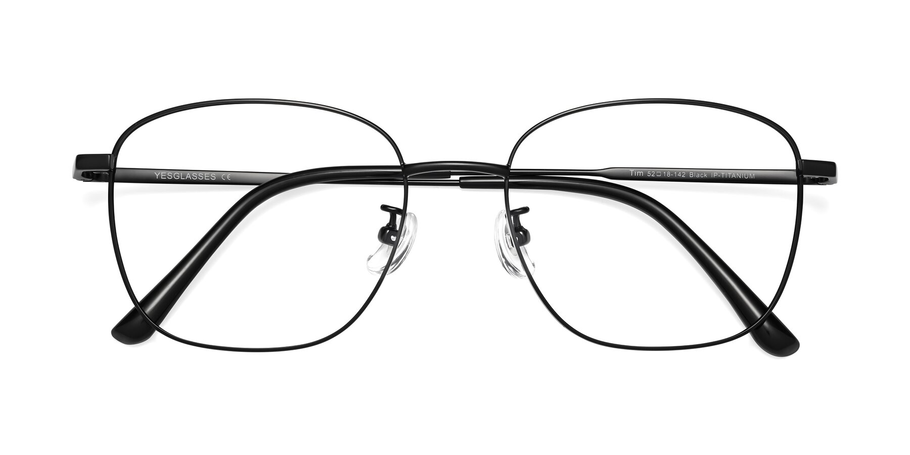 Folded Front of Tim in Black with Clear Eyeglass Lenses