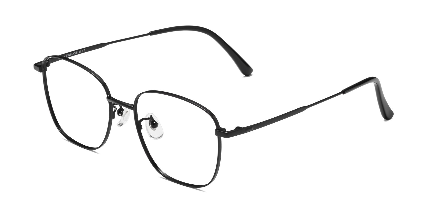 Angle of Tim in Black with Clear Eyeglass Lenses