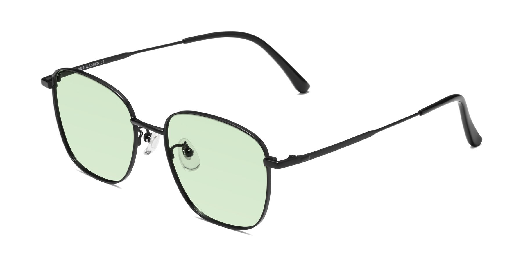 Angle of Tim in Black with Light Green Tinted Lenses