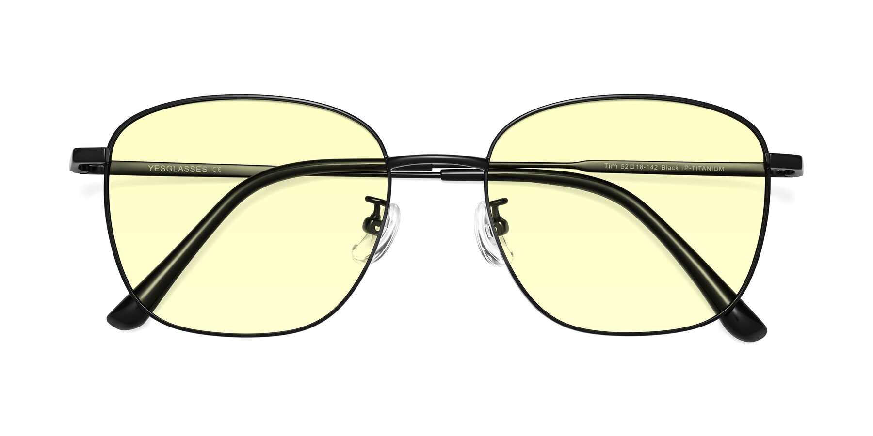 Folded Front of Tim in Black with Light Yellow Tinted Lenses