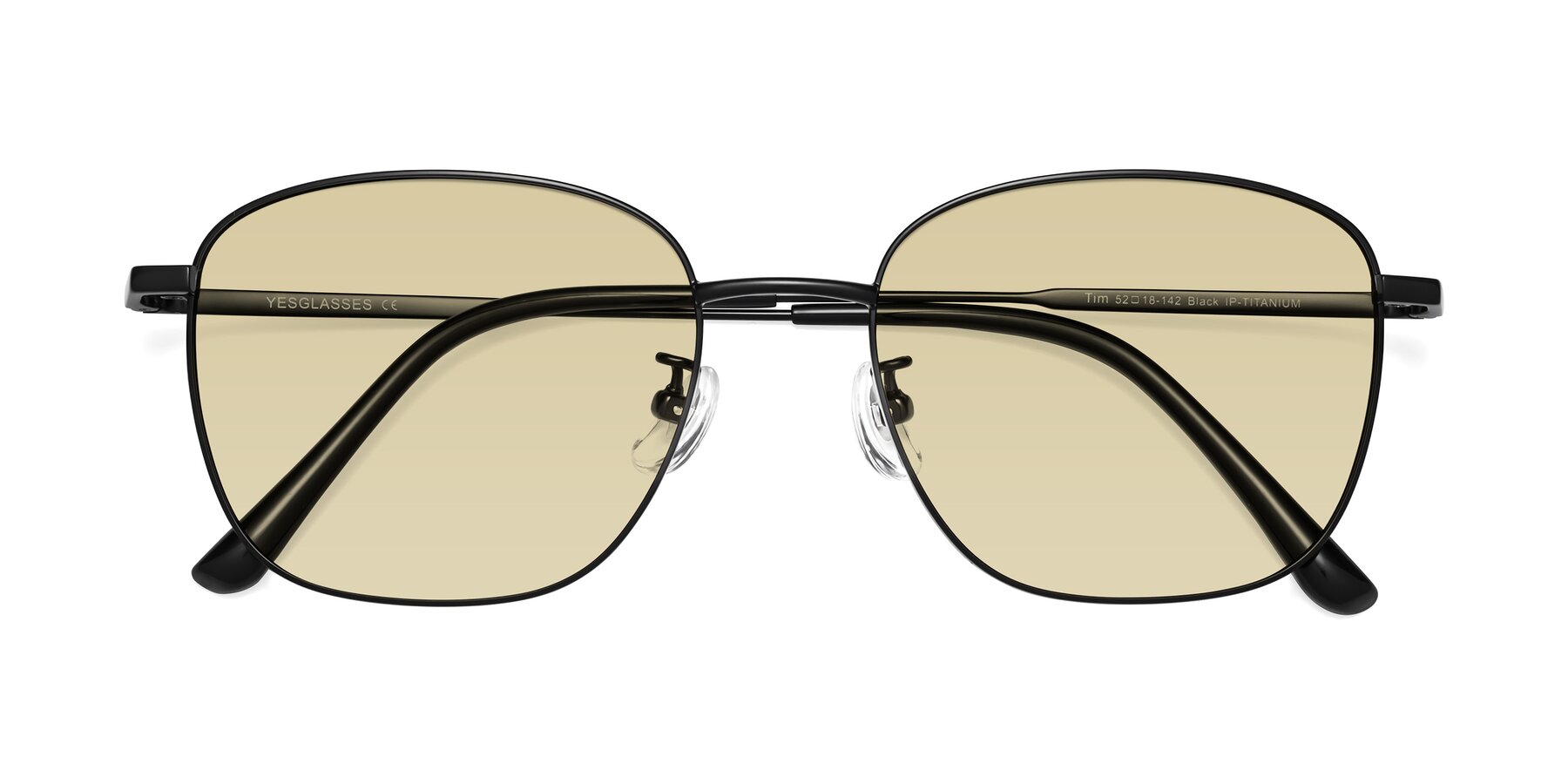 Folded Front of Tim in Black with Light Champagne Tinted Lenses