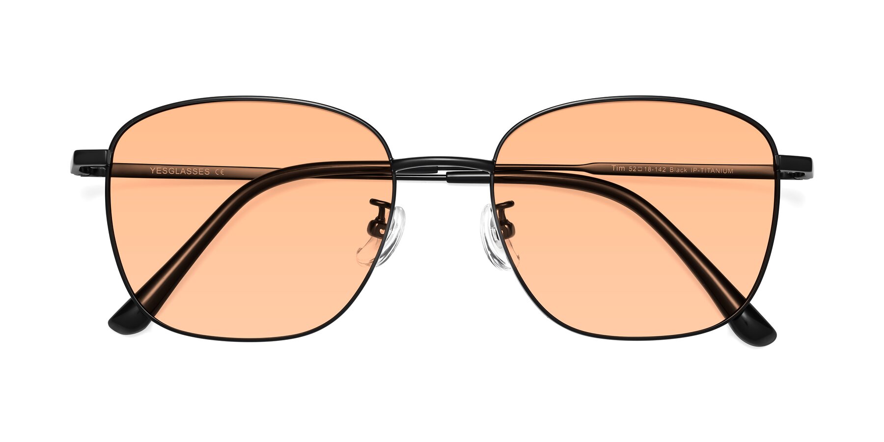 Folded Front of Tim in Black with Light Orange Tinted Lenses