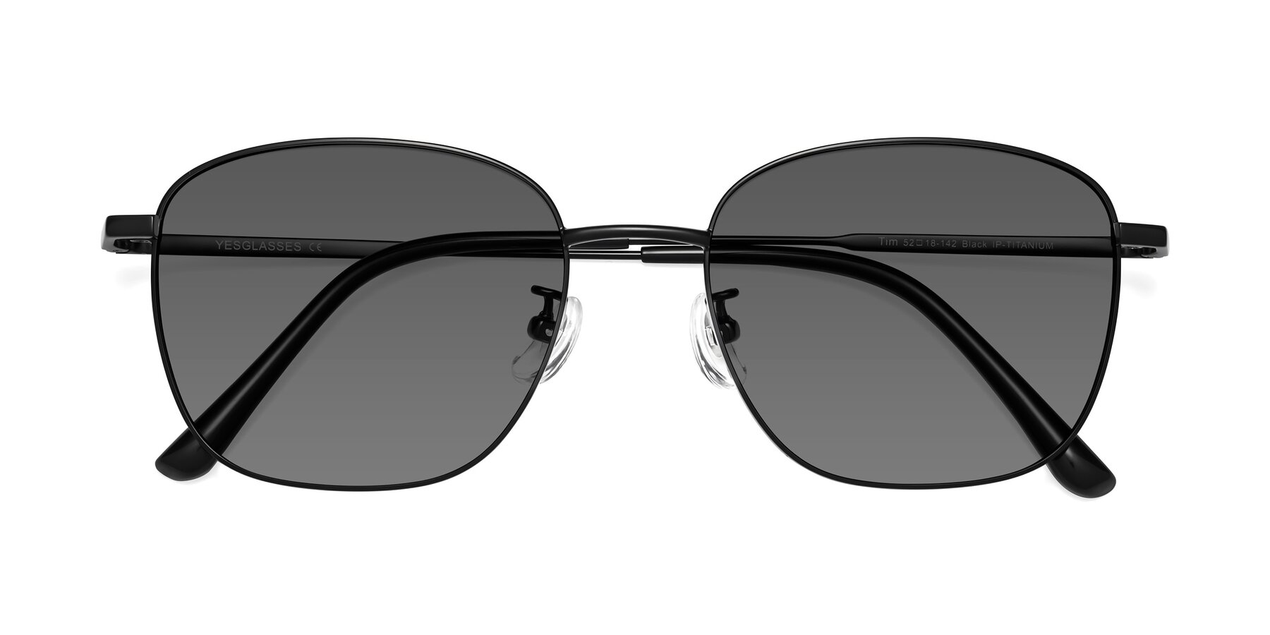 Folded Front of Tim in Black with Medium Gray Tinted Lenses