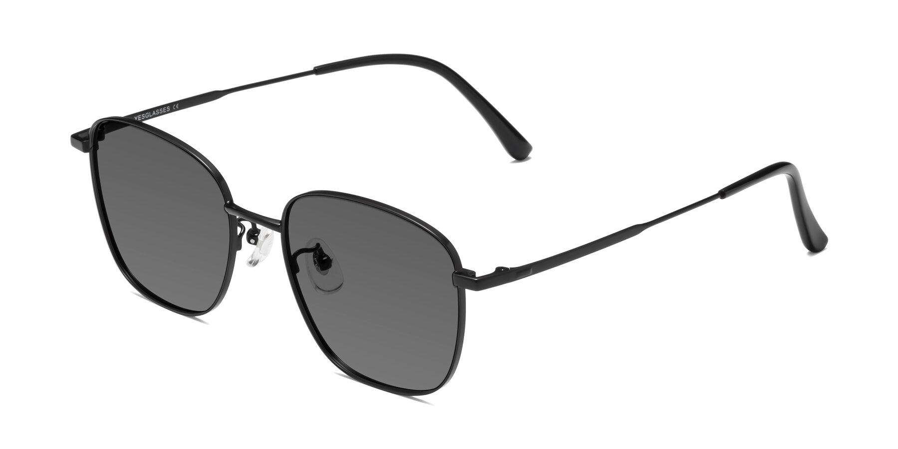 Angle of Tim in Black with Medium Gray Tinted Lenses