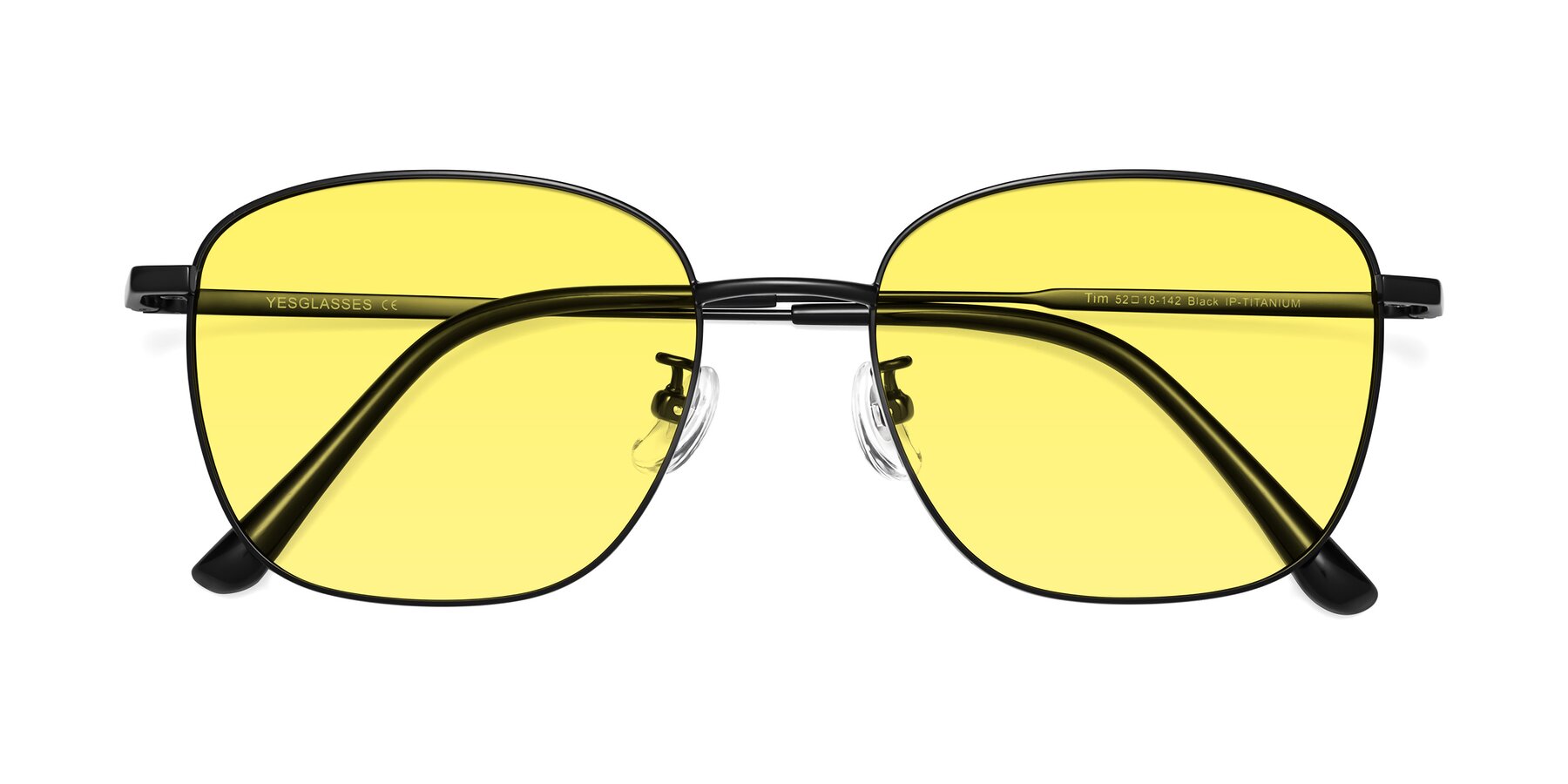 Folded Front of Tim in Black with Medium Yellow Tinted Lenses
