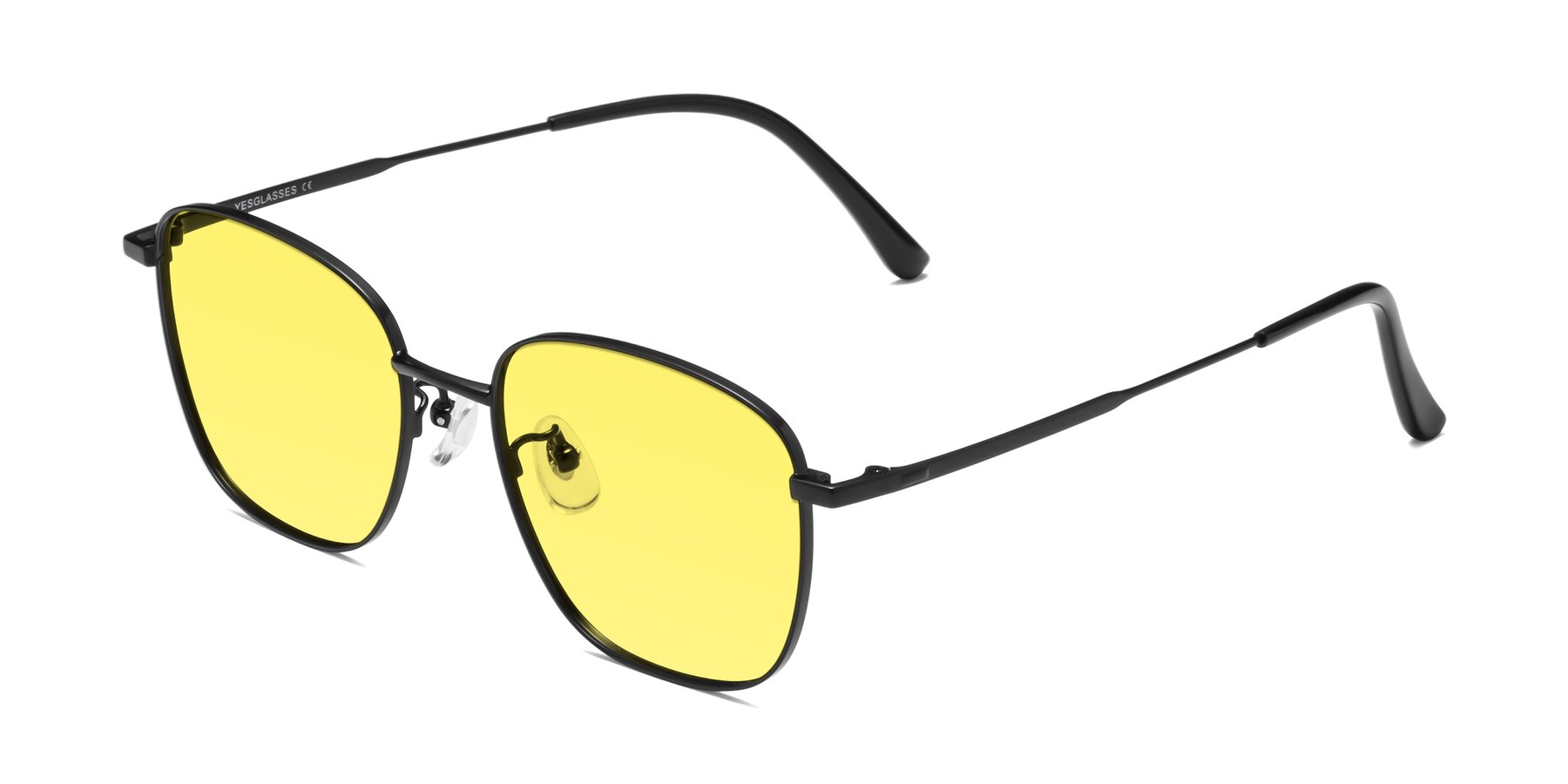 Angle of Tim in Black with Medium Yellow Tinted Lenses