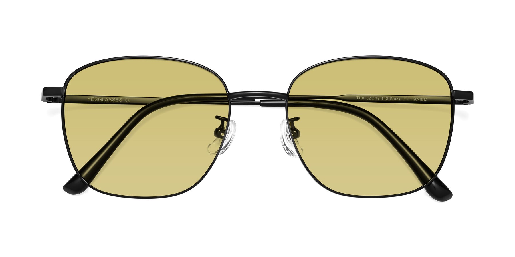 Folded Front of Tim in Black with Medium Champagne Tinted Lenses