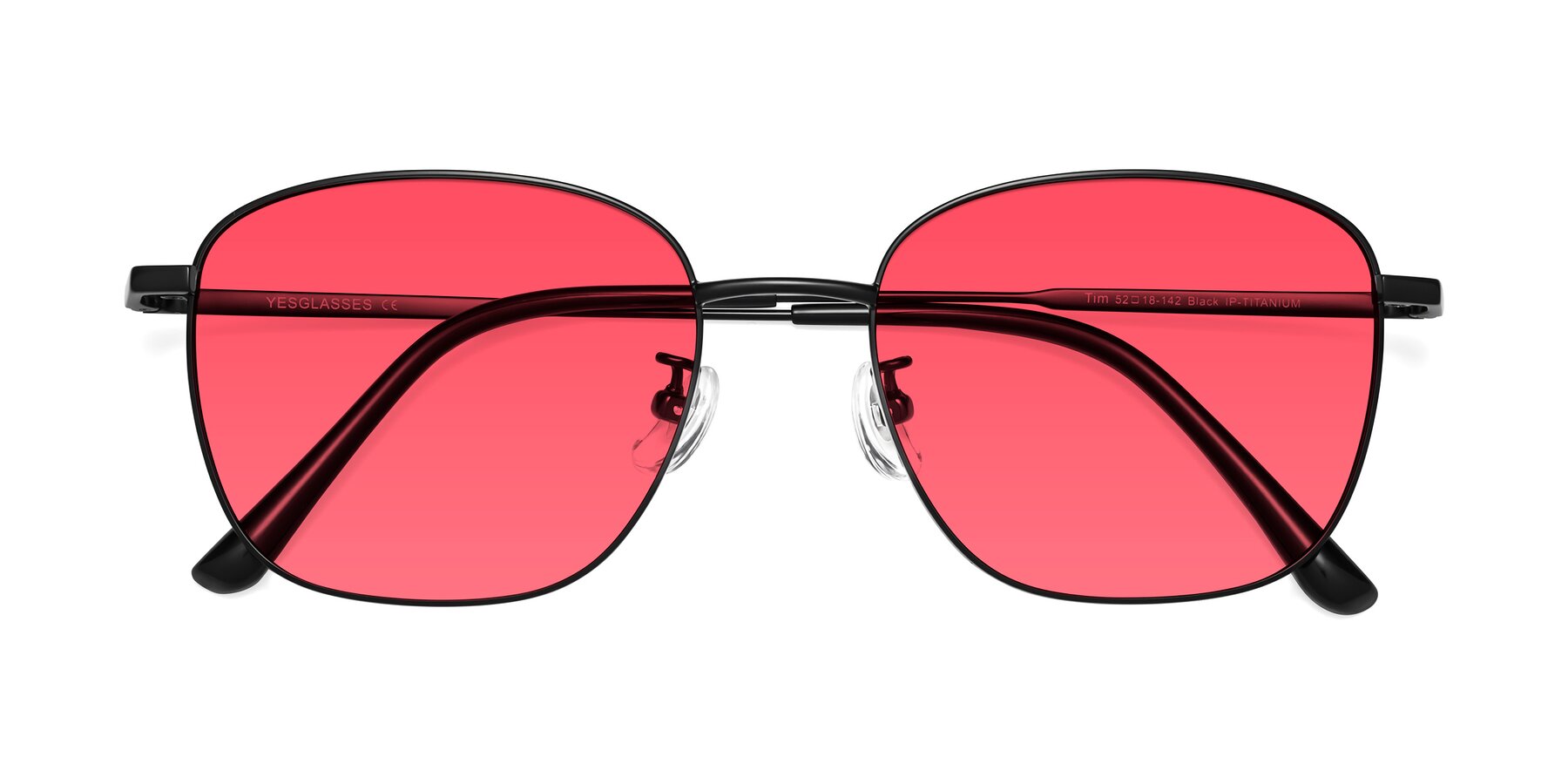 Folded Front of Tim in Black with Red Tinted Lenses