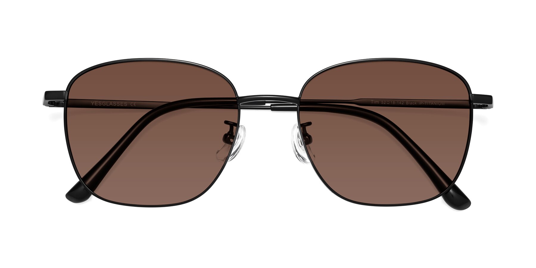 Folded Front of Tim in Black with Brown Tinted Lenses