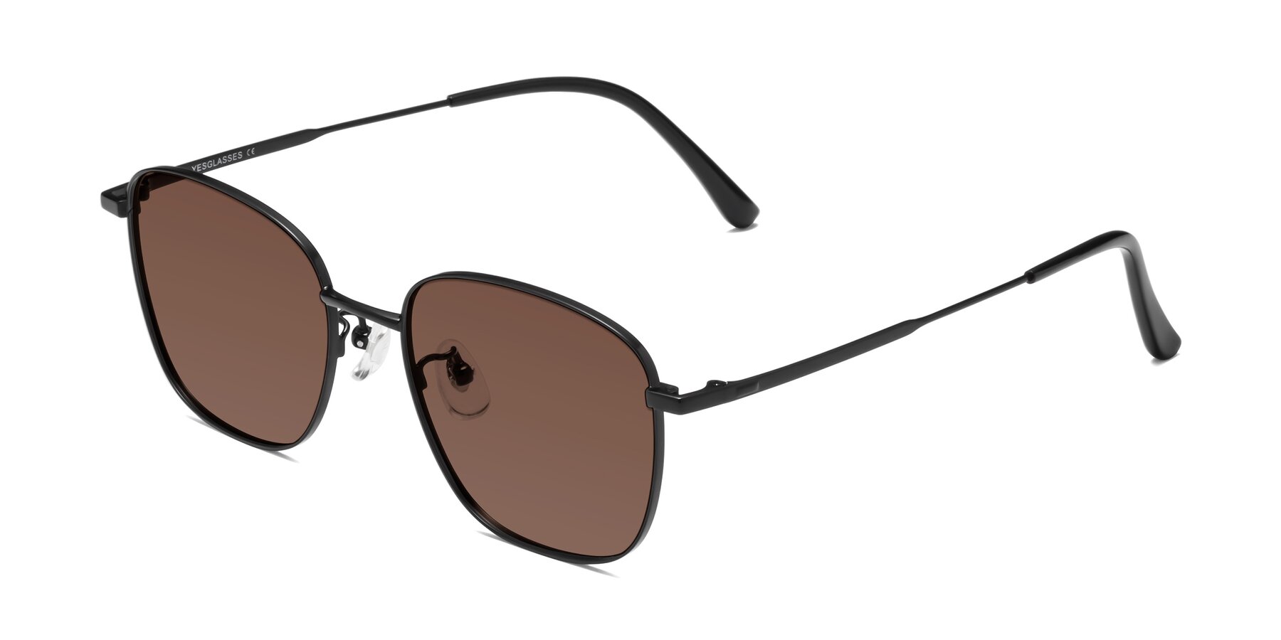 Angle of Tim in Black with Brown Tinted Lenses