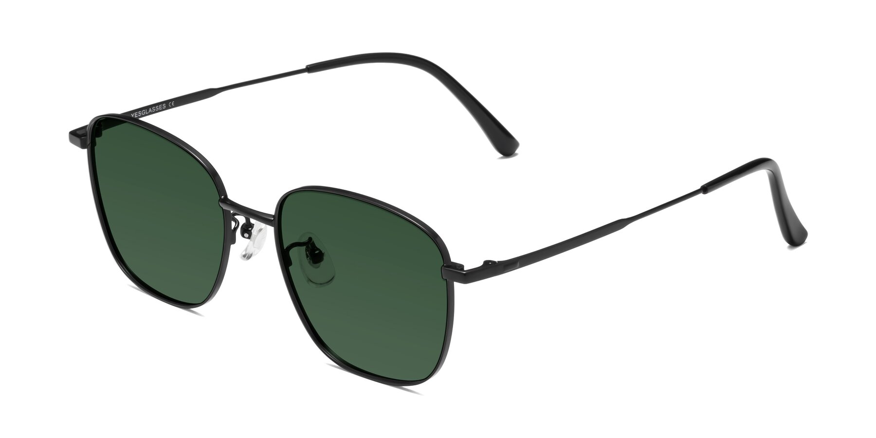 Angle of Tim in Black with Green Tinted Lenses
