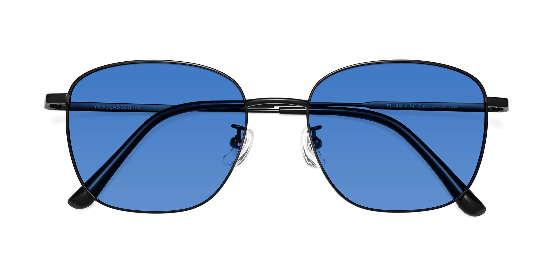 Folded Front of Tim in Black with Blue Tinted Lenses