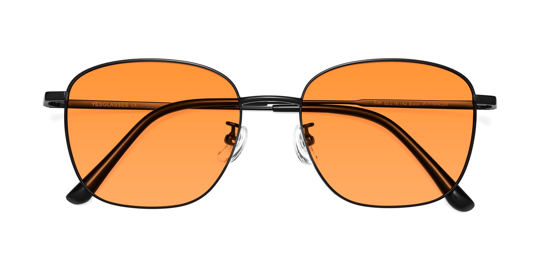 Folded Front of Tim in Black with Orange Tinted Lenses