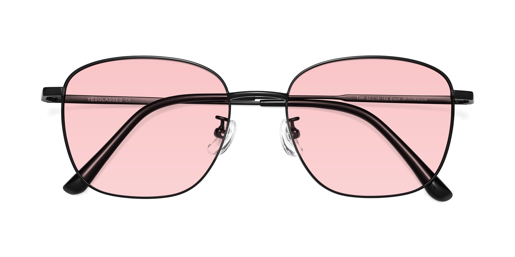 Folded Front of Tim in Black with Light Garnet Tinted Lenses