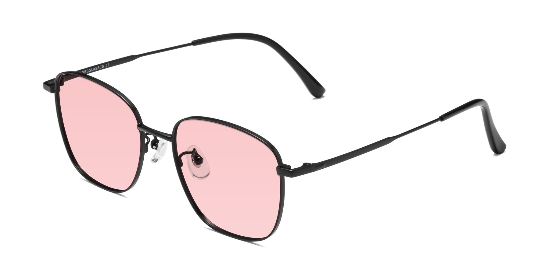 Angle of Tim in Black with Light Garnet Tinted Lenses