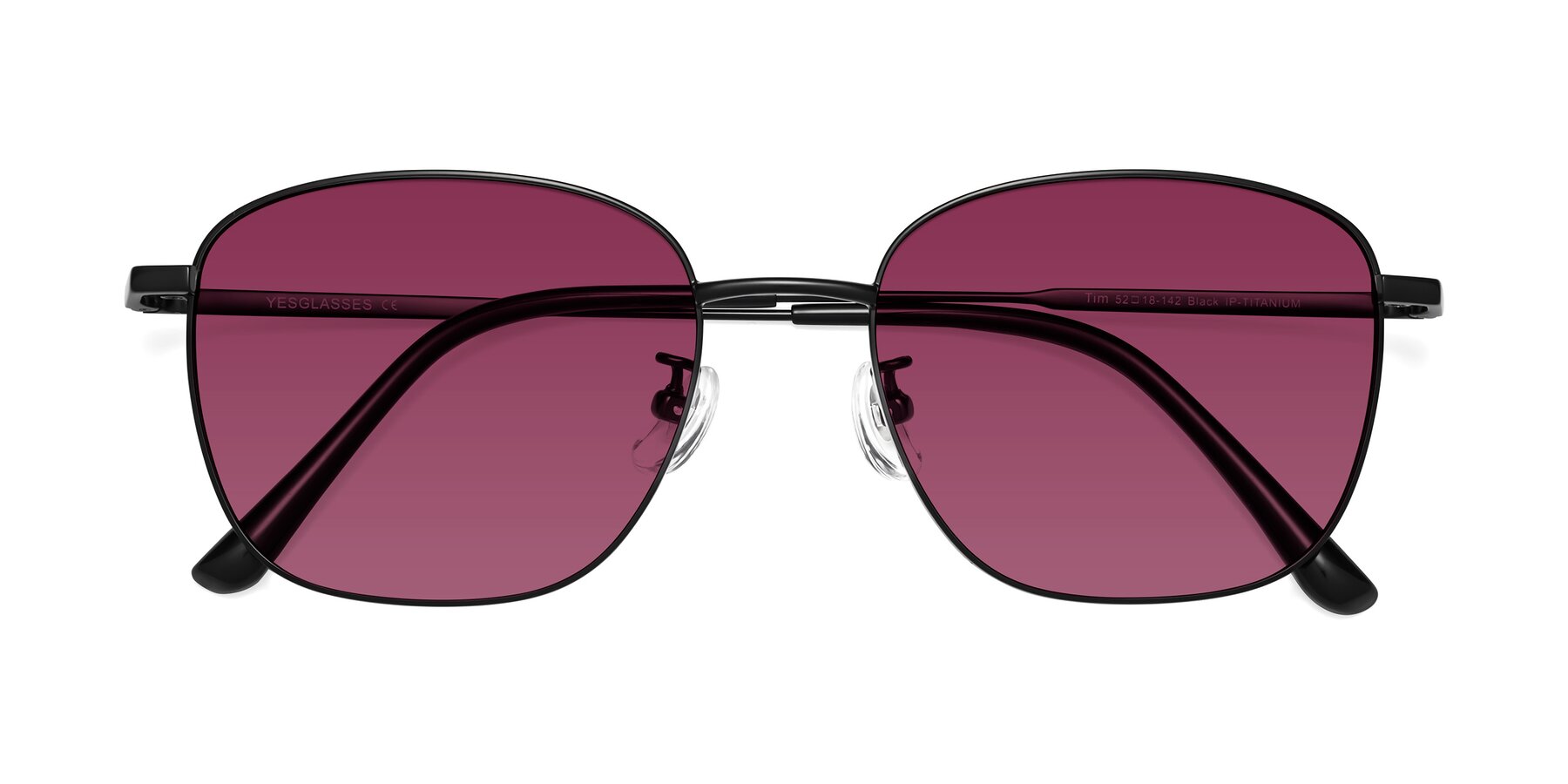 Folded Front of Tim in Black with Wine Tinted Lenses