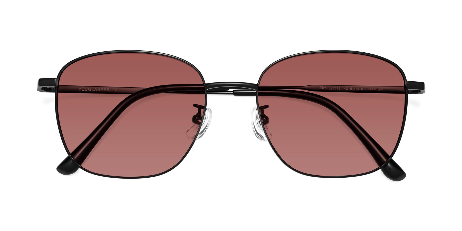 Folded Front of Tim in Black with Garnet Tinted Lenses