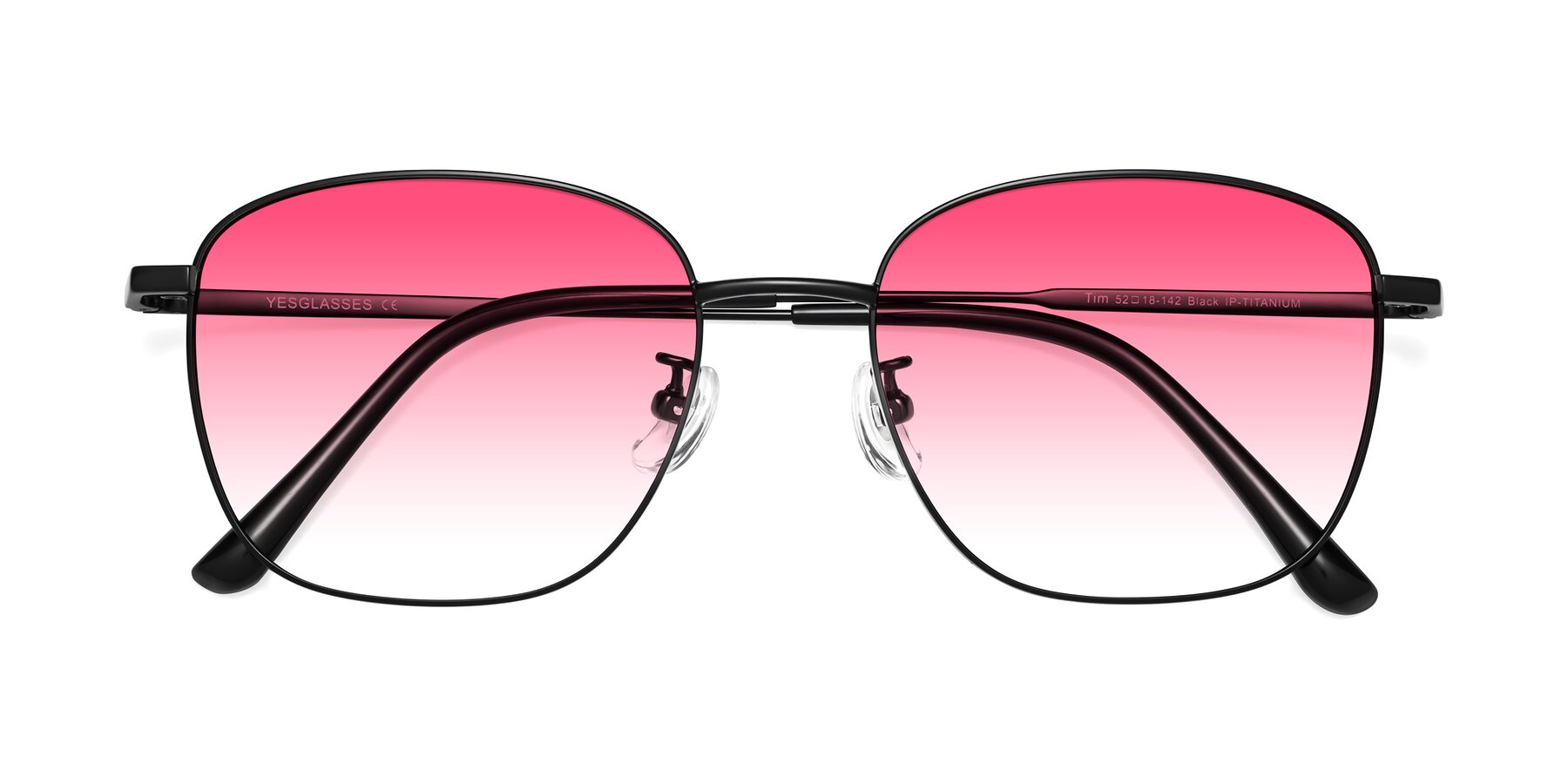Folded Front of Tim in Black with Pink Gradient Lenses