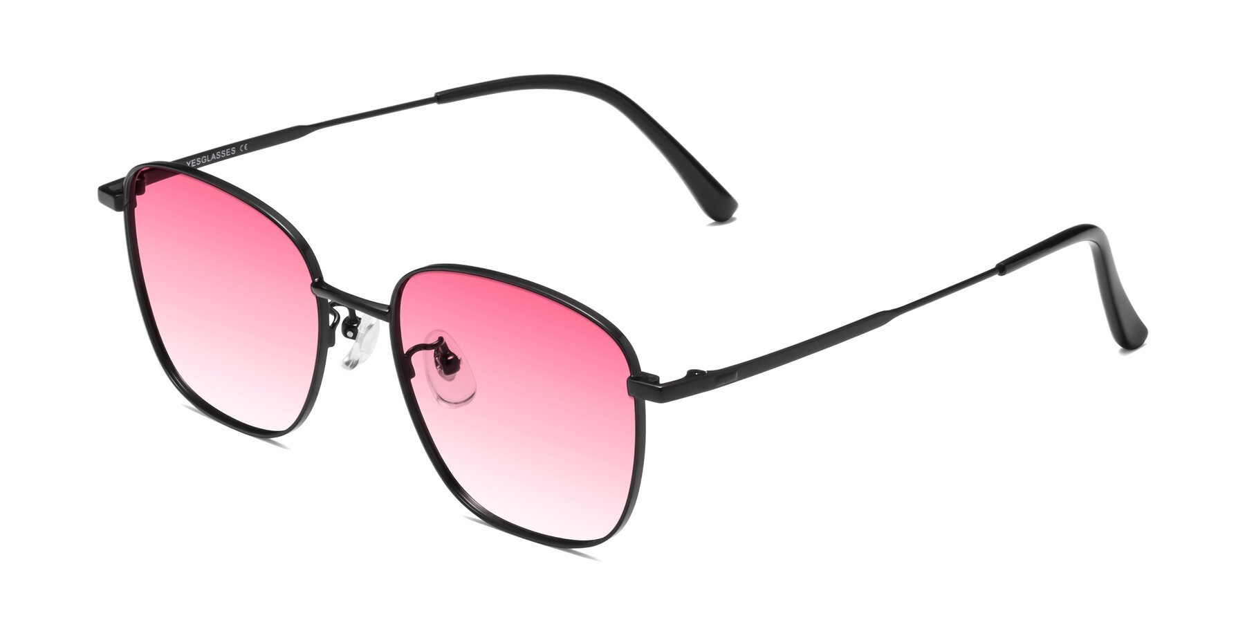 Angle of Tim in Black with Pink Gradient Lenses