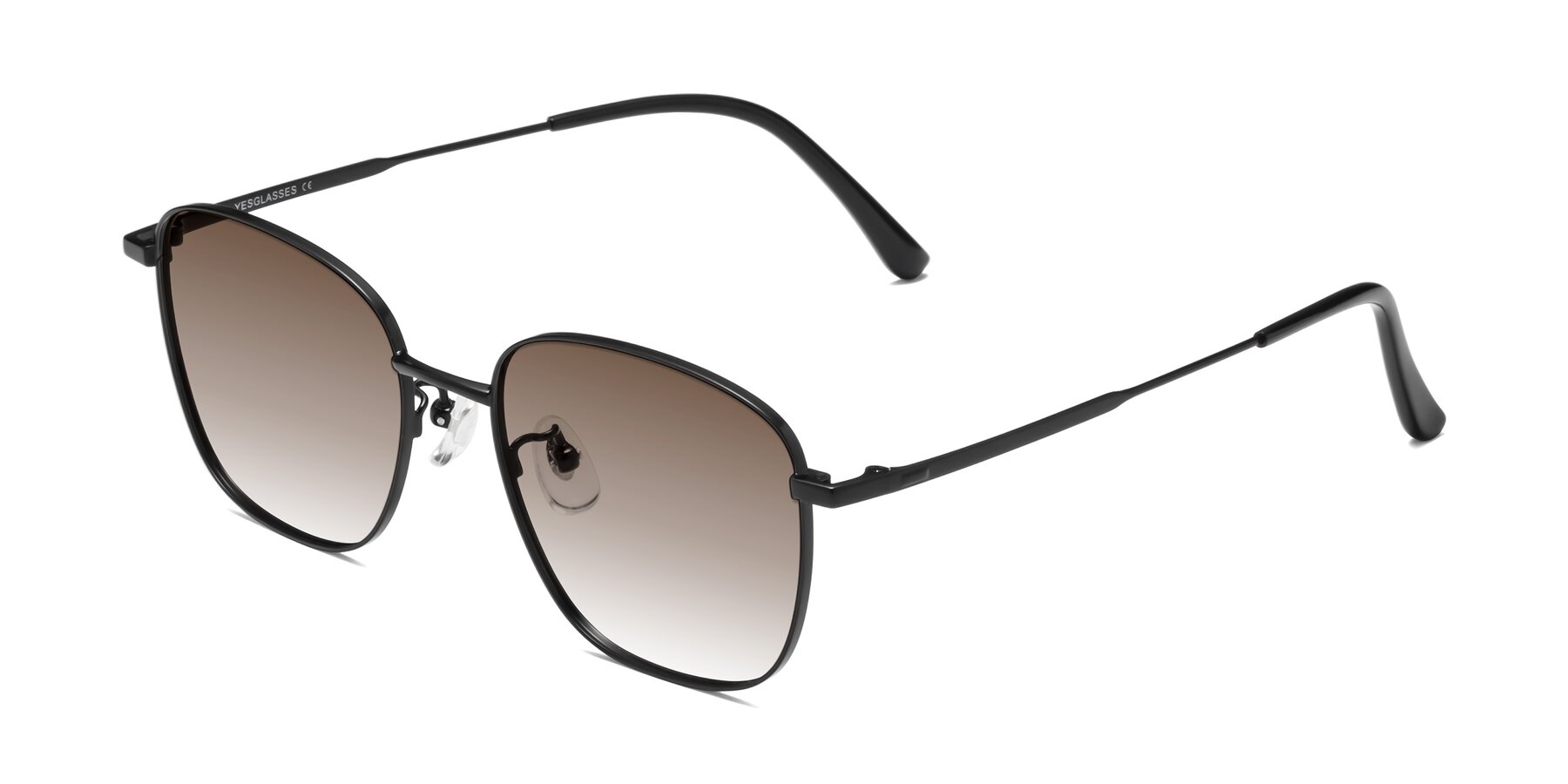 Angle of Tim in Black with Brown Gradient Lenses