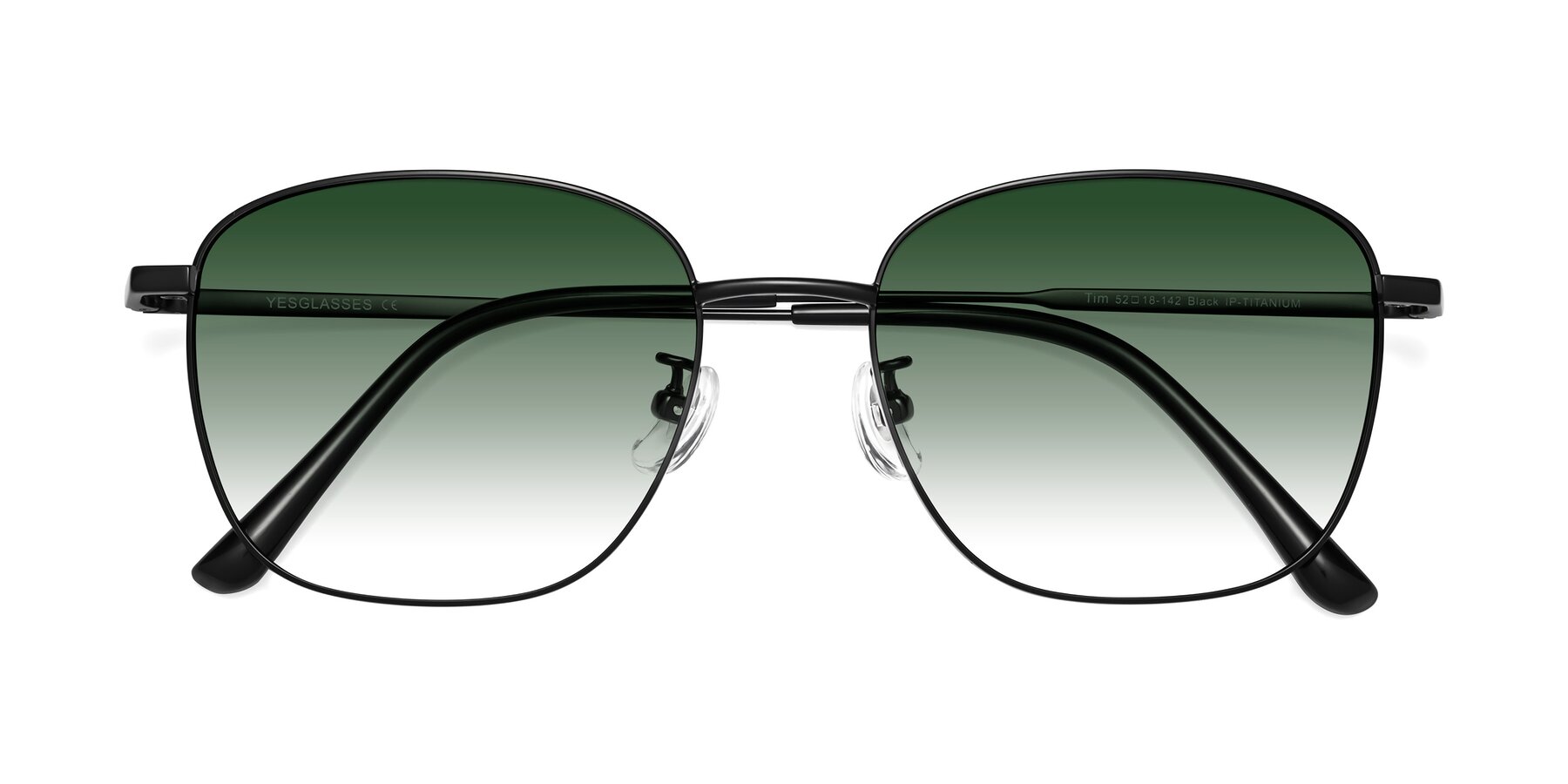 Folded Front of Tim in Black with Green Gradient Lenses