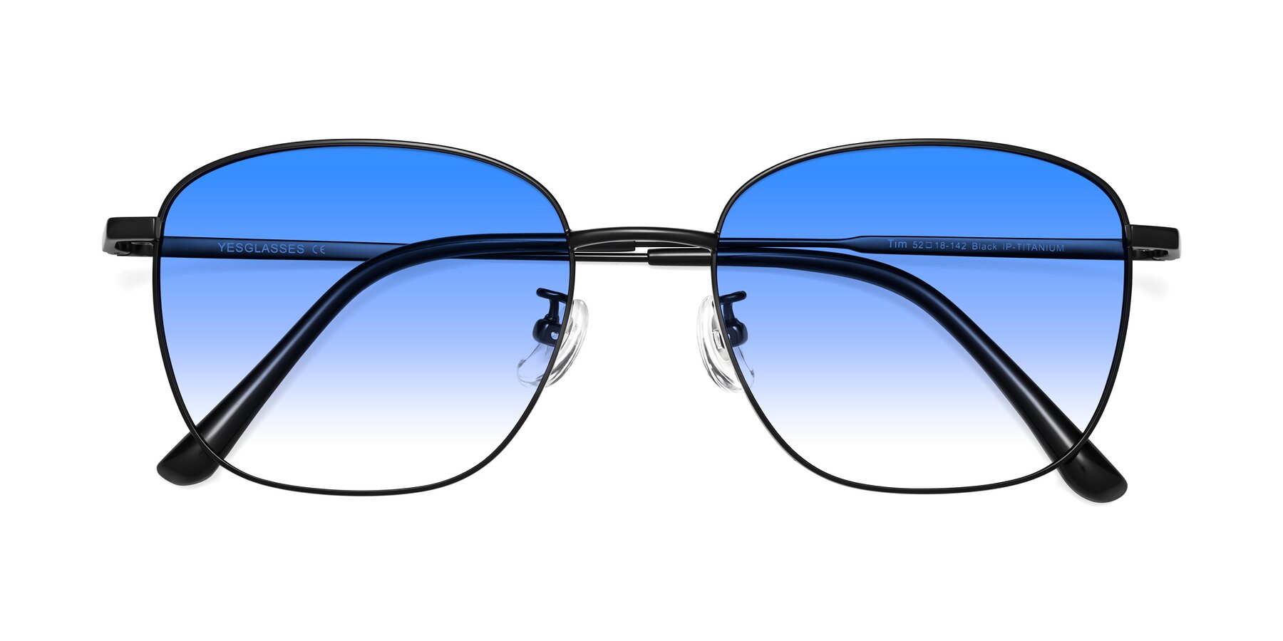Folded Front of Tim in Black with Blue Gradient Lenses