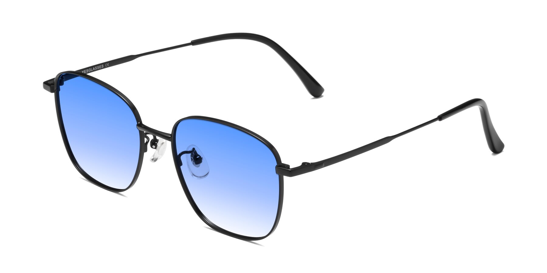 Angle of Tim in Black with Blue Gradient Lenses