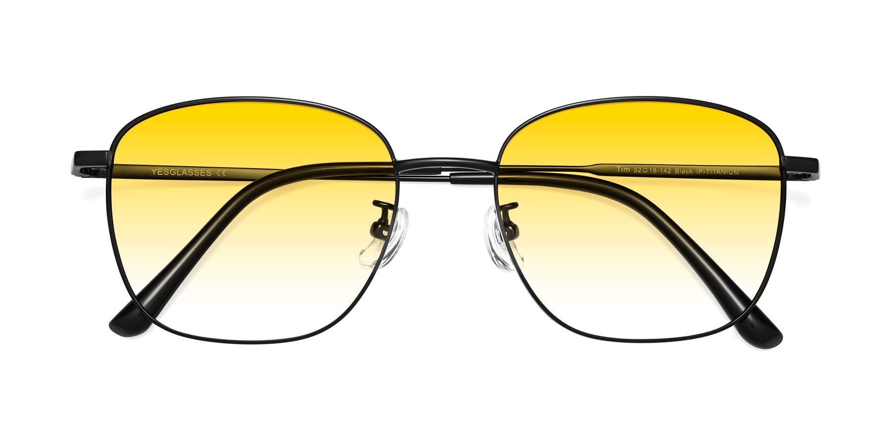 Folded Front of Tim in Black with Yellow Gradient Lenses