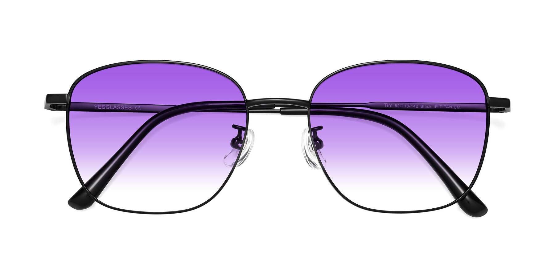 Folded Front of Tim in Black with Purple Gradient Lenses