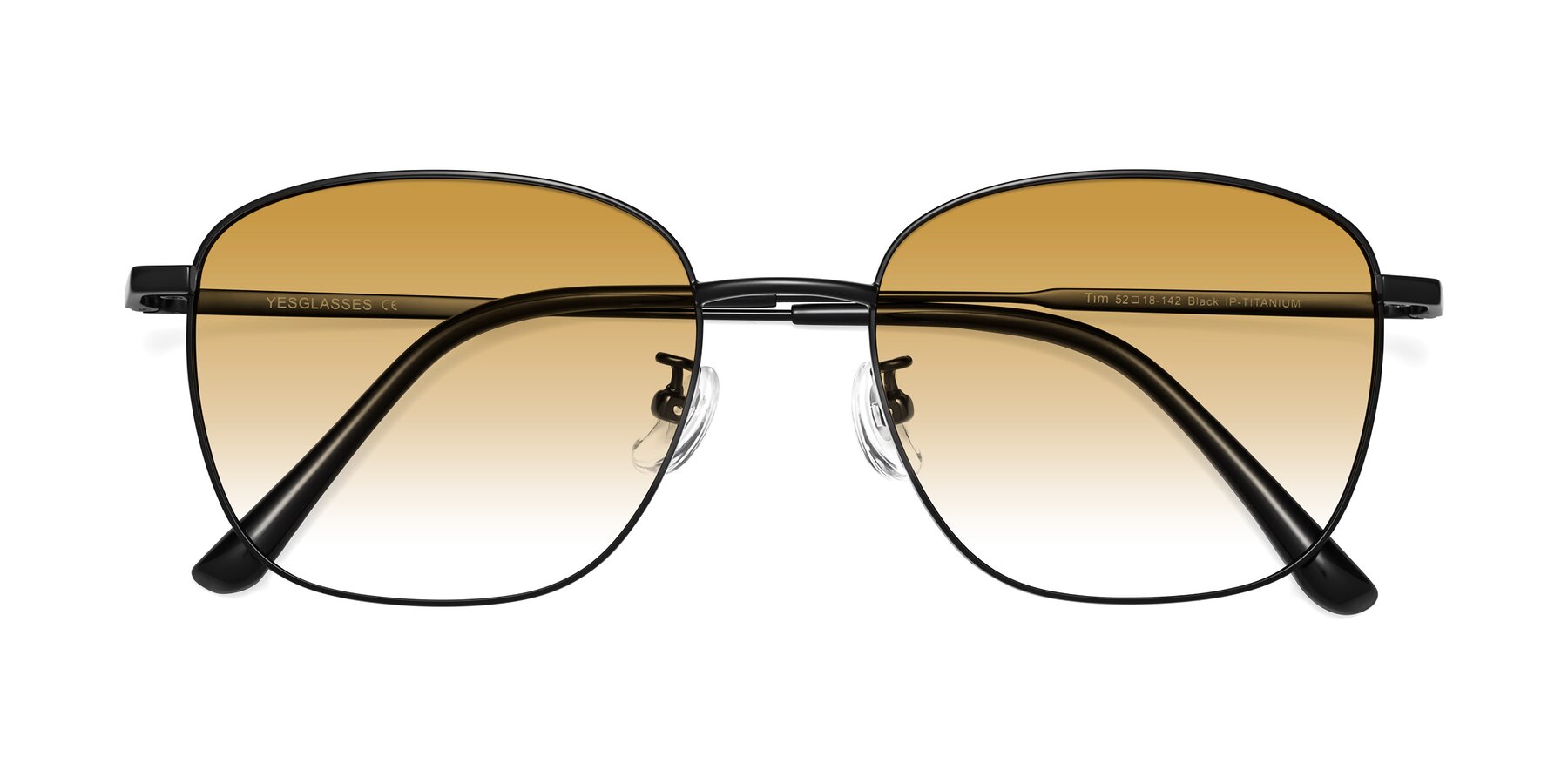 Folded Front of Tim in Black with Champagne Gradient Lenses
