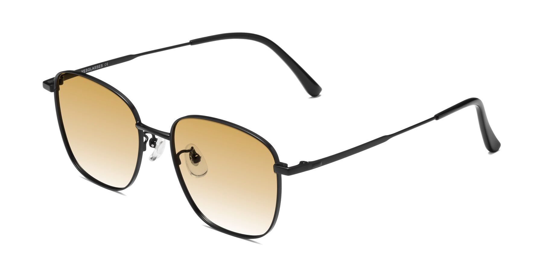 Angle of Tim in Black with Champagne Gradient Lenses
