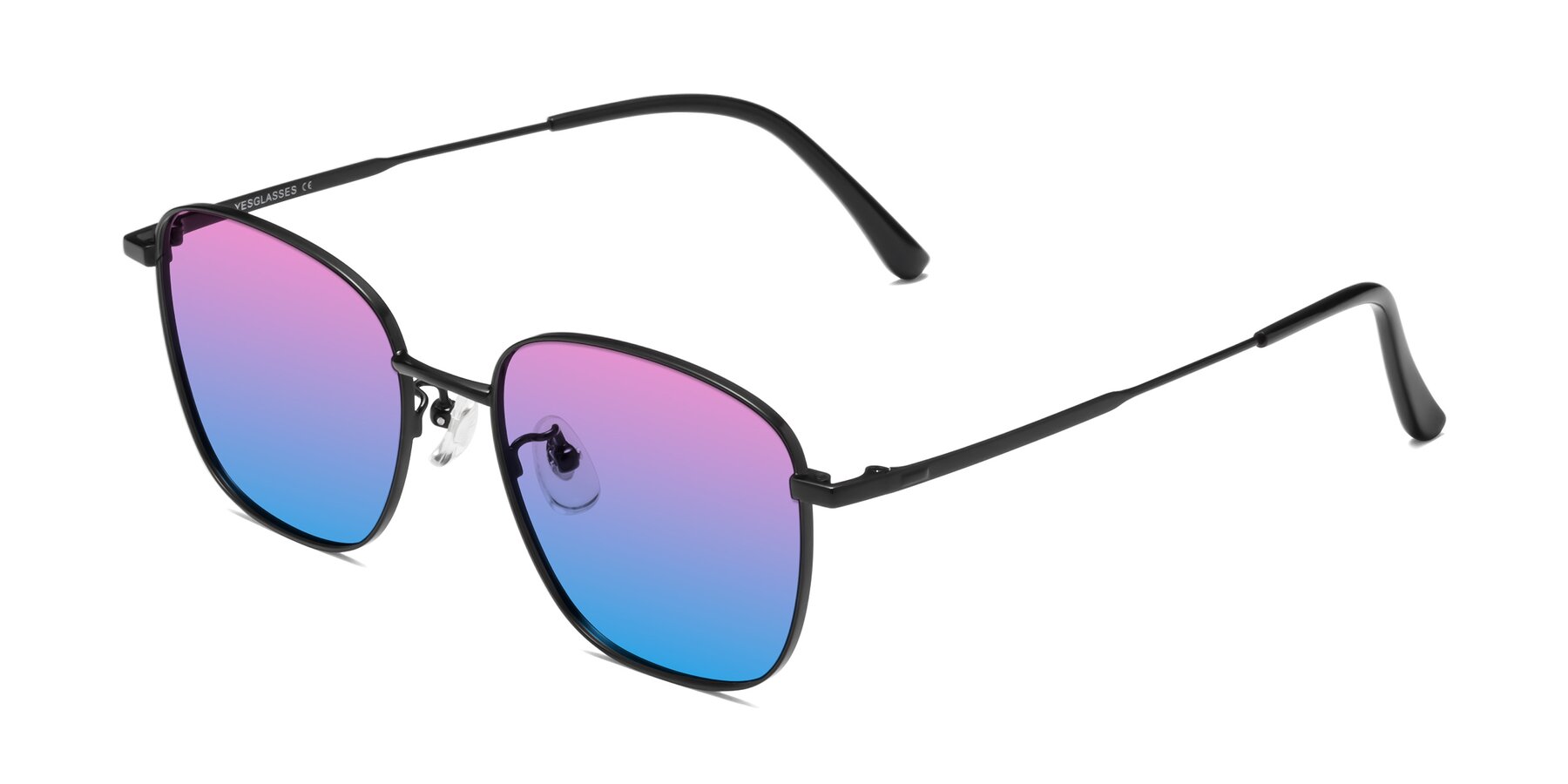 Angle of Tim in Black with Pink / Blue Gradient Lenses
