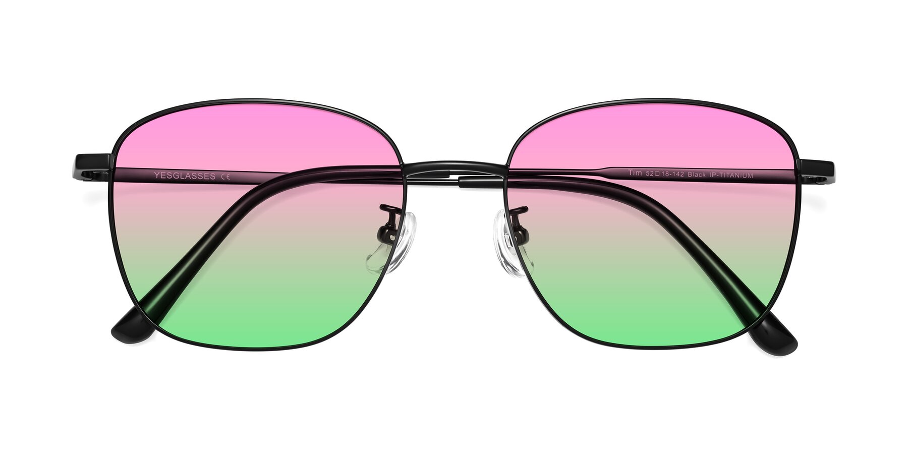 Folded Front of Tim in Black with Pink / Green Gradient Lenses