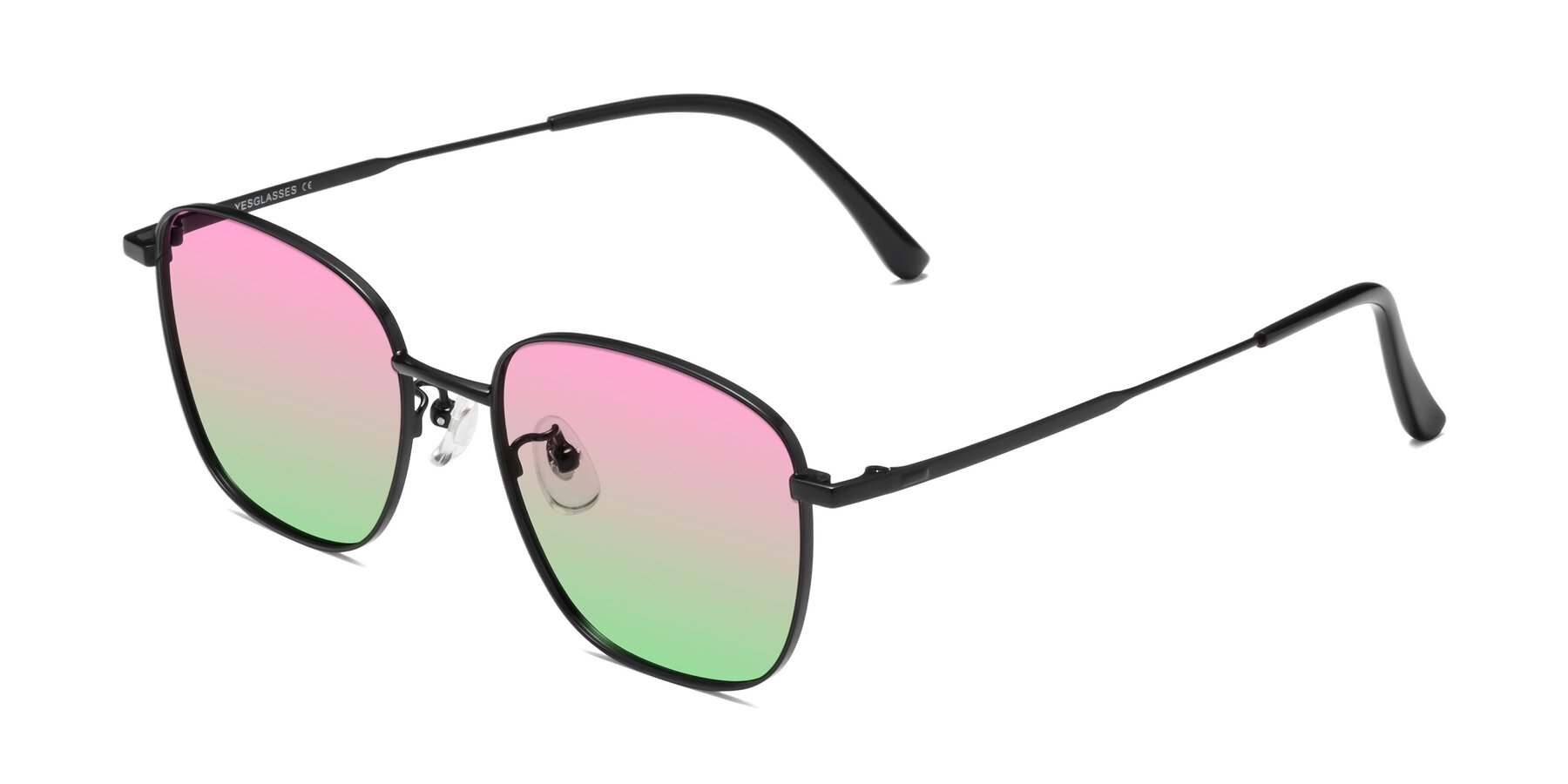 Angle of Tim in Black with Pink / Green Gradient Lenses