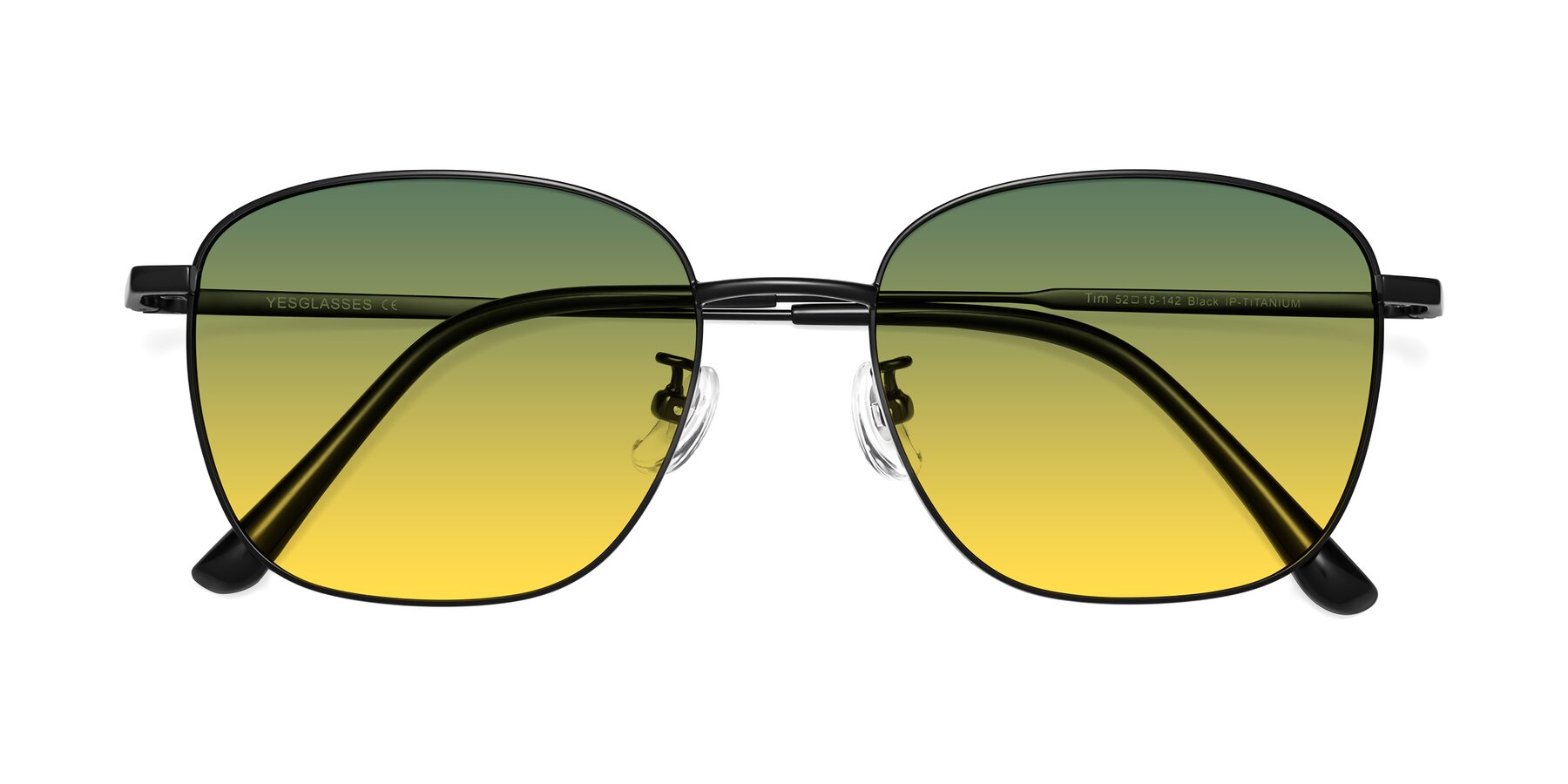 Folded Front of Tim in Black with Green / Yellow Gradient Lenses