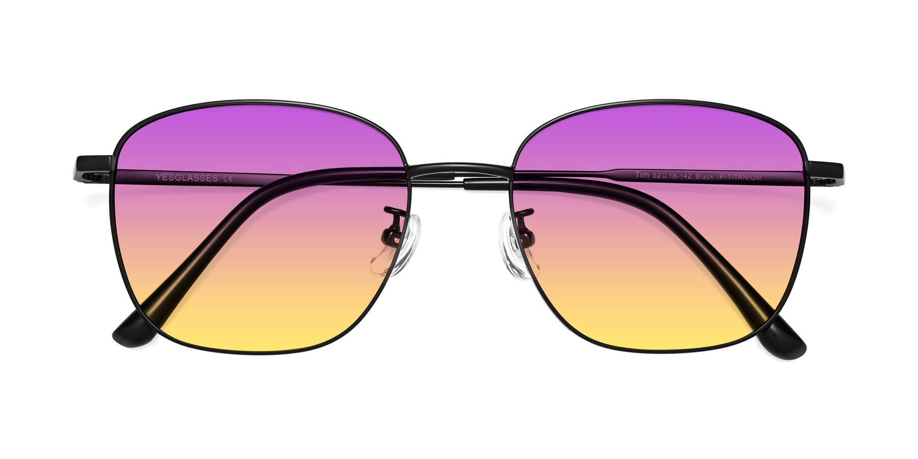 Folded Front of Tim in Black with Purple / Yellow Gradient Lenses